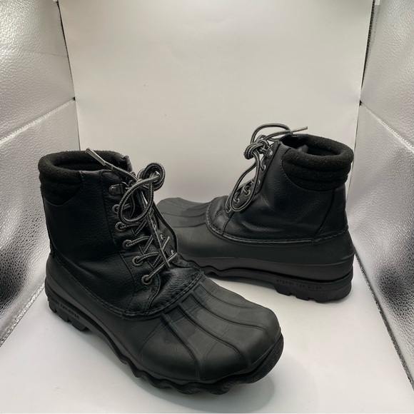 Sperry Other - Sperry Topsider Avenue Duck Boot combat boots Black Leather Lace Up Waterproof 7